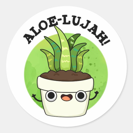 Sticker Rond Aloe-llujah Funny Aloe Vera Pun (Devant)