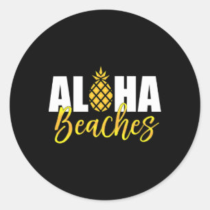 Sticker Rond Aloha Beach Pineapple Hawaii Vacances