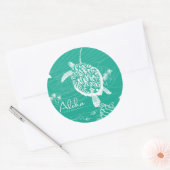 Sticker Rond Aloha Blue Hawaii Turtle (Enveloppe)