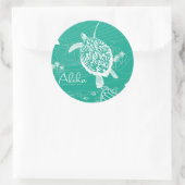 Sticker Rond Aloha Blue Hawaii Turtle (Sac)