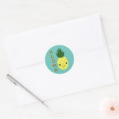 Sticker Rond Aloha Cute Kawaii Ananas (Enveloppe)