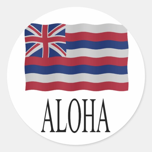 Sticker Rond Aloha + drapeau hawaïen (Devant)