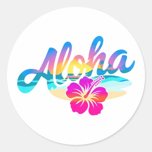 Sticker Rond Aloha été (Devant)