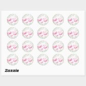 Sticker Rond Aloha flamants roses tropicale couronne merci (Feuille)