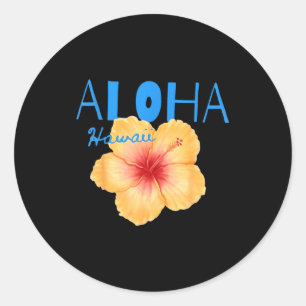 Sticker Rond Aloha hawaïen fleur tropicale plage vacances d'été