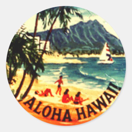 Sticker Rond Aloha Hawaii (Devant)