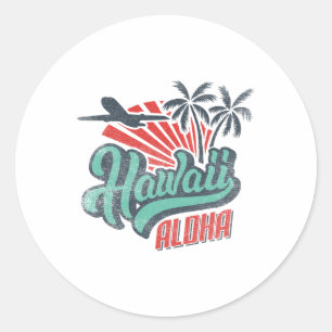 Sticker Rond Aloha Hawaii Hawaii Tee Beach Costume de vacances