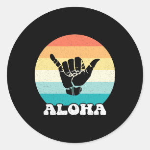 Sticker Rond Aloha Hawaii île hawaïenne Signe de la main Shaka