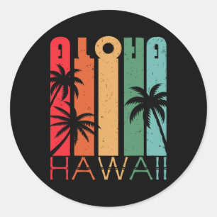 Sticker Rond Aloha Hawaii Palmier Arbre Tropical Île Hawaïenne