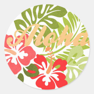 Sticker Rond Aloha Hibiscus
