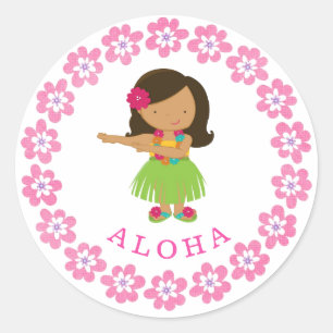 Sticker Rond Aloha Hula Danseuse