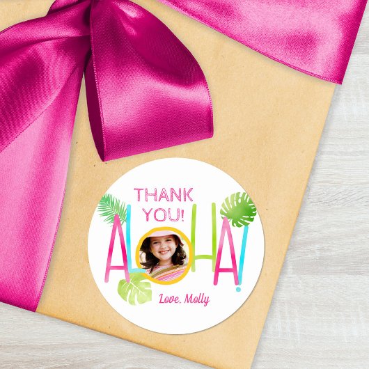 Sticker Rond Aloha Luau Anniversaire Photo tropicale