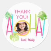 Sticker Rond Aloha Luau Anniversaire Photo tropicale (Devant)