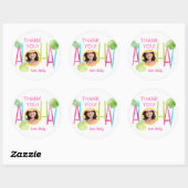 Sticker Rond Aloha Luau Anniversaire Photo tropicale (Feuille)