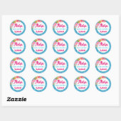 Sticker Rond Aloha Luau Bleu Paillettes Tropical Hibiscus Class (Feuille)