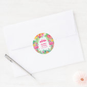 Sticker Rond Aloha Luau Flamant rose rose tropical fête d'anniv (Enveloppe)
