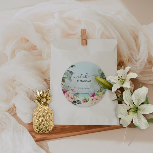 Sticker Rond Aloha & Mahalo Tropical Beach | Merci