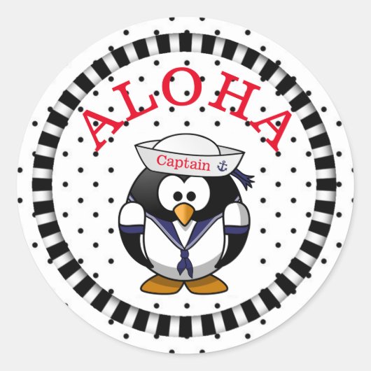 Sticker Rond Aloha Penguin (Devant)
