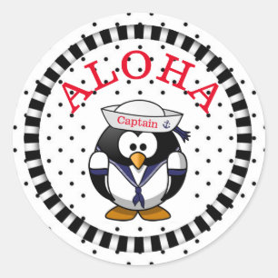 Sticker Rond Aloha Penguin