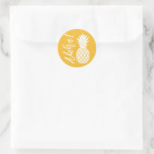 Sticker Rond Aloha Pineapple Beach Mariage Luau | blanc jaune (Sac)