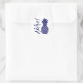 Sticker Rond Aloha Pineapple Beach Mariage Luau | blanc marine (Sac)