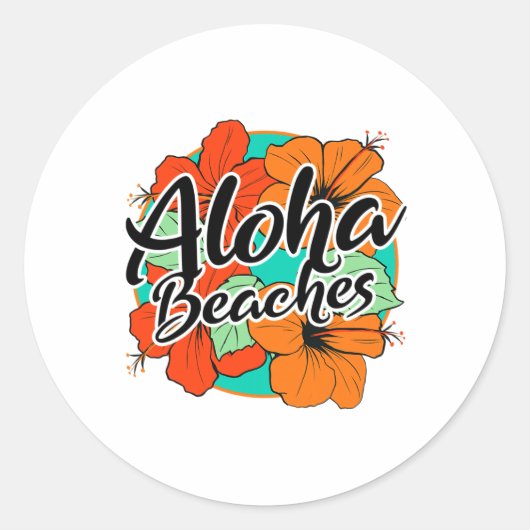 Sticker Rond Aloha Plages Tropical Hawaii Fleurs Hawaii Île Haw (Devant)