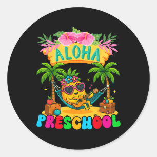 Sticker Rond Aloha Préscolaire Ananas Hawaï Retour à l'école Ki