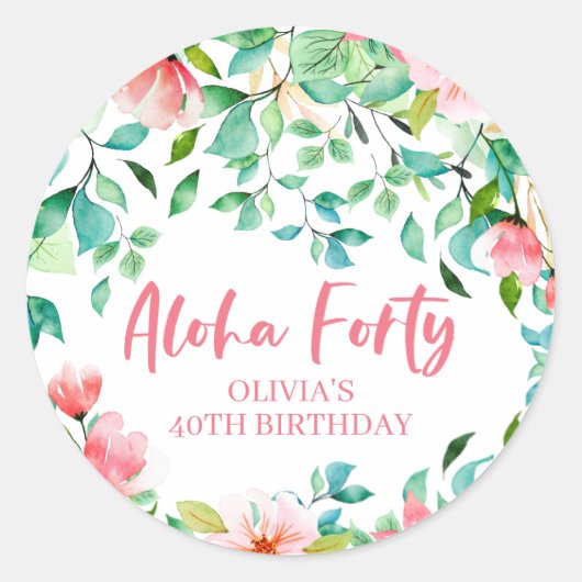 Sticker Rond Aloha Quarty Tropical Luau Anniversaire (Devant)