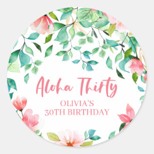 Sticker Rond Aloha Trente Anniversaire Tropical Luau