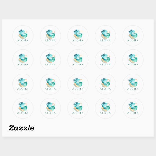 Sticker Rond Aloha Tropical (Feuille)