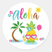 Sticker Rond Aloha Tropical Luau (Devant)