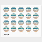 Sticker Rond Aloha Turquoise Aqua Beach (Feuille)
