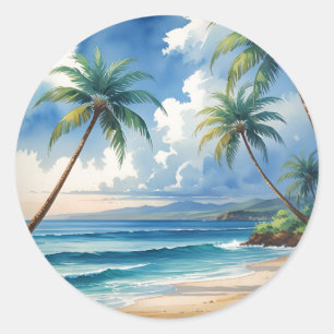 Sticker Rond Aloha Voyage Hawaïen De Style vintage De Hawaii