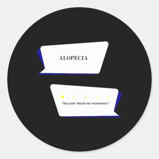 Sticker Rond Alopecia Avis Très mauvais. Ne le recommanderait p (Devant)