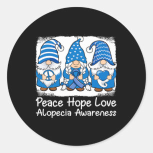 Sticker Rond Alopecia gnomes de support avec ruban bleu