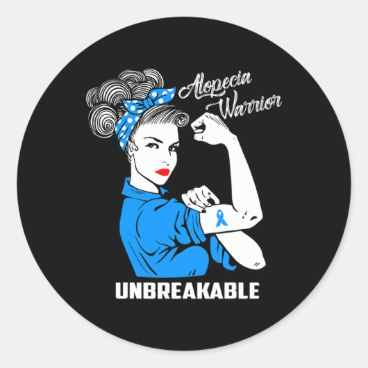 Sticker Rond Alopecia Guerrier Indestructible Alopécie Sensibil (Devant)