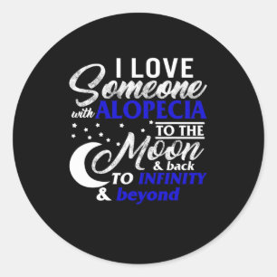 Sticker Rond Alopecia Sensibilisation Bleu foncé Ruban Perte de