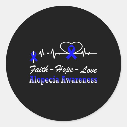 Sticker Rond Alopecia Sensibilisation Heartbeat Christian Cross (Devant)