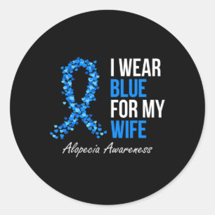 Sticker Rond Alopecia Sensibilisation Je Porte Du Bleu Pour Ma