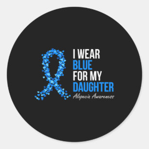 Sticker Rond Alopecia Sensibilisation Je Porte Du Bleu Pour Ma