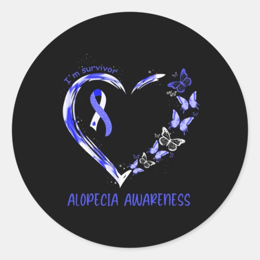 Sticker Rond Alopecia Sensibilisation Je suis Survivor Heart Ri (Devant)