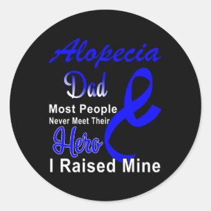 Sticker Rond Alopecia Sensibilisation Papa Soutien Blue Ribbon