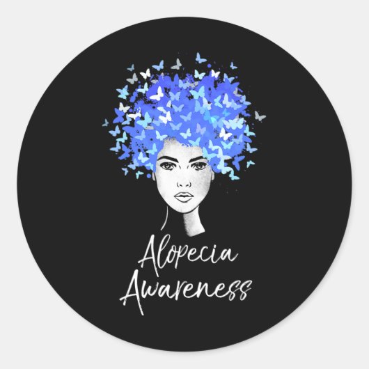 Sticker Rond Alopecia Sensibilisation Papillons Cadeau (Devant)
