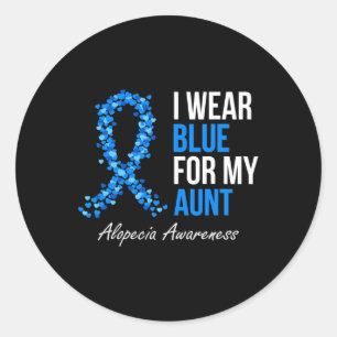 Sticker Rond Alopécie Conscience Je Porte Du Bleu Pour Ma Tante