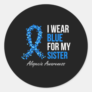 Sticker Rond Alopécie Sensibilisation Je Porte Du Bleu Pour Ma