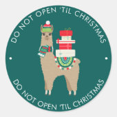 Sticker Rond Alpaca de Noël - Ajouter votre propre texte (Devant)