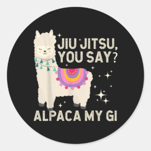 Sticker Rond Alpaca drôle Jiujitsu arts martiaux brésiliens Jiu