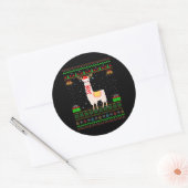 Sticker Rond Alpaca Llama Lover Santa Hat Correspondant laide A (Enveloppe)
