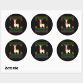 Sticker Rond Alpaca Llama Lover Santa Hat Correspondant laide A (Feuille)