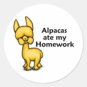 Sticker Rond Alpacas a mangé mes devoirs